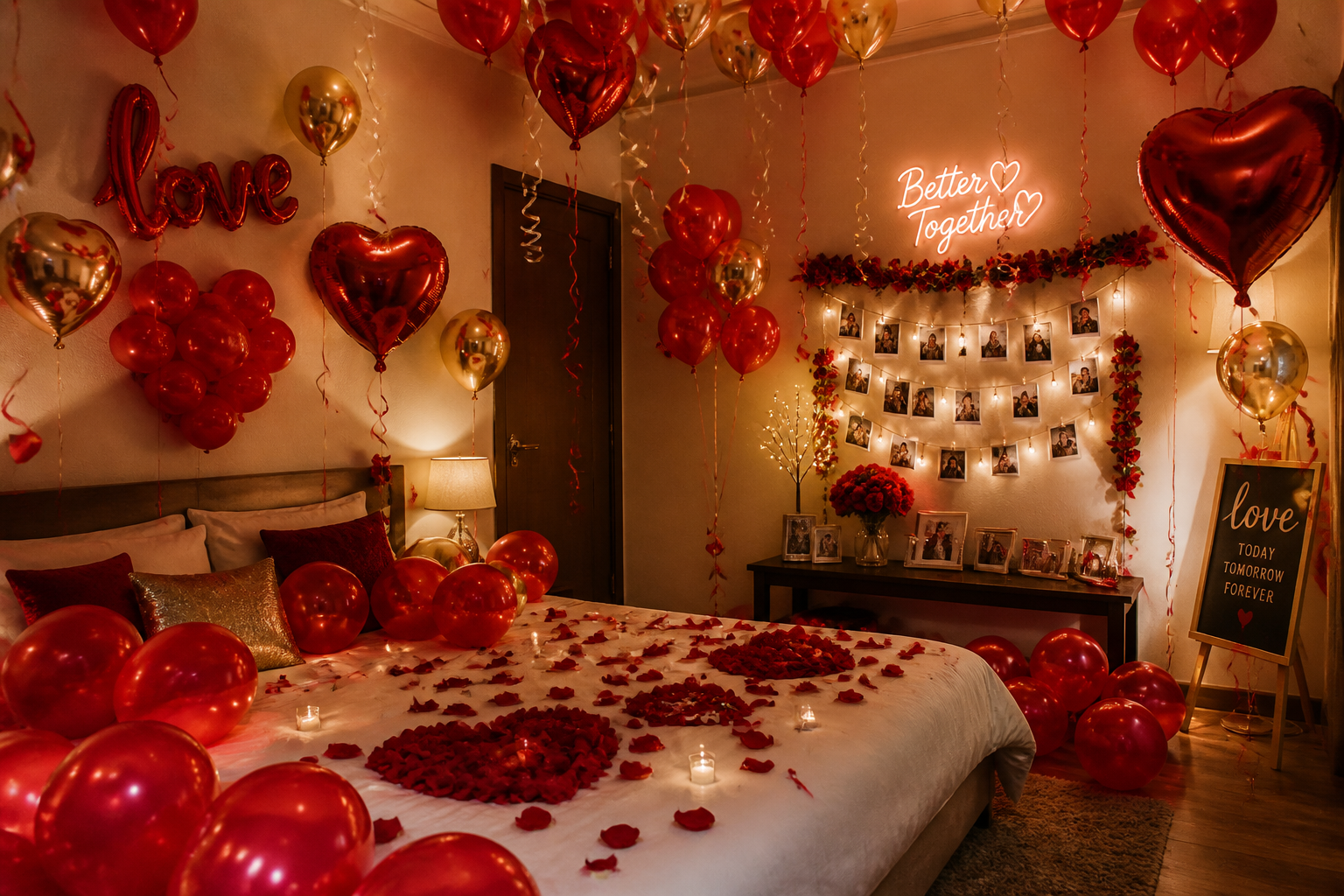 Romantic Red Newly Wedding Setup